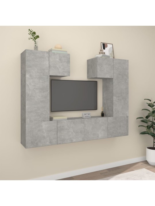 6dílný set TV skříněk betonově šedý kompozitní dřevo