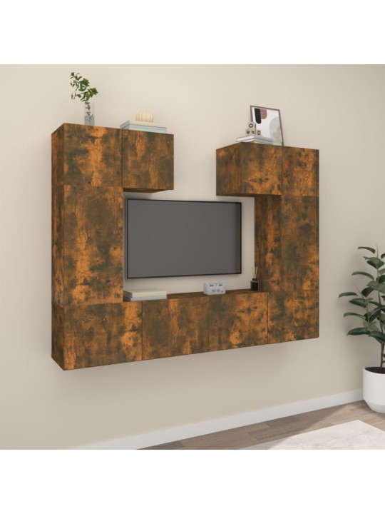 6dílný set TV skříněk kouřový dub kompozitní dřevo