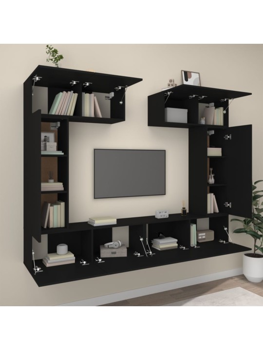 6dílný set TV skříněk černý kompozitní dřevo