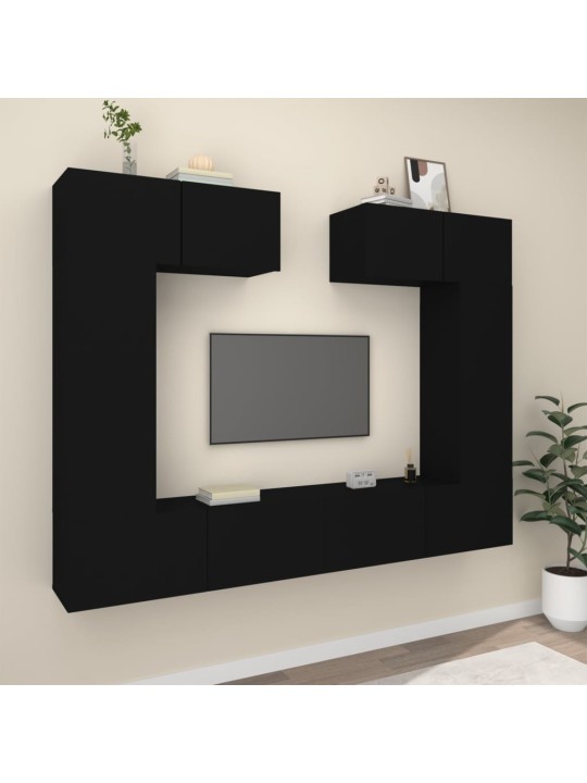 6dílný set TV skříněk černý kompozitní dřevo