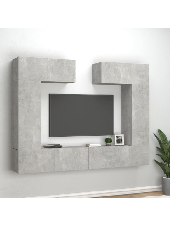 6dílný set TV skříněk betonově šedý kompozitní dřevo