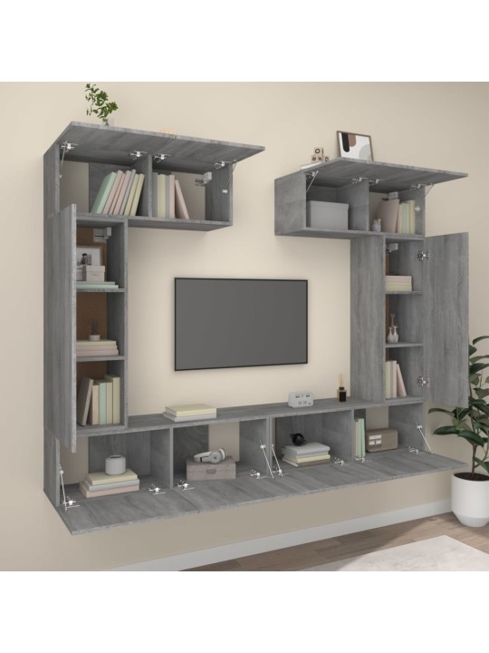6dílný set tv skříněk šedý sonoma kompozitní dřevo