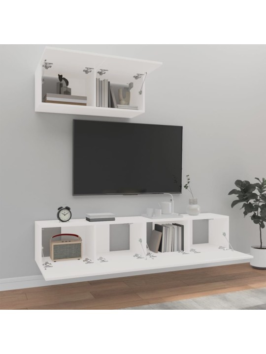 3dílný set TV skříněk bílý kompozitní dřevo