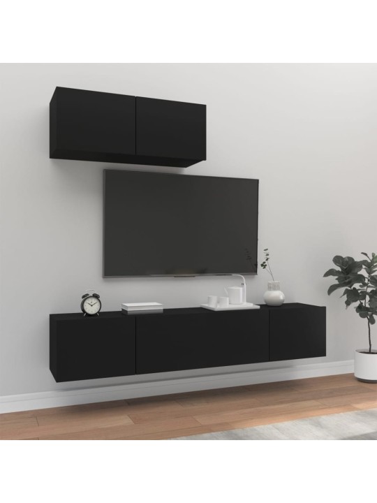 3dílný set TV skříněk černý kompozitní dřevo
