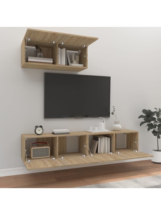 3dílný set TV skříněk dub sonoma kompozitní dřevo