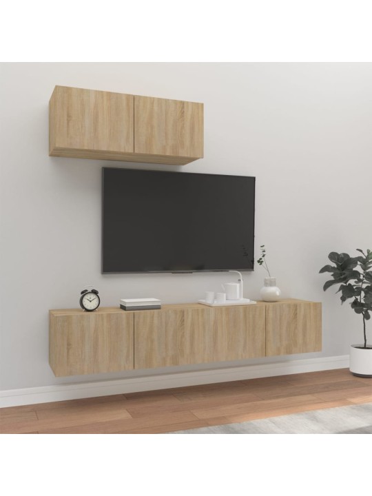 3dílný set TV skříněk dub sonoma kompozitní dřevo