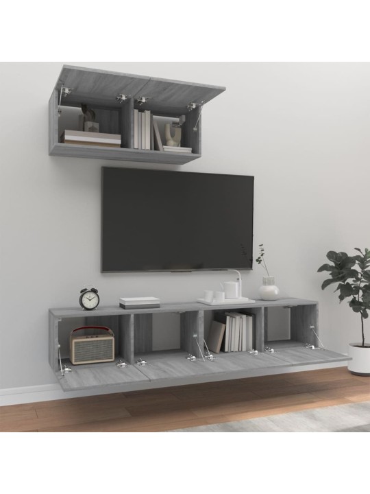 3dílný set TV skříněk šedý sonoma kompozitní dřevo