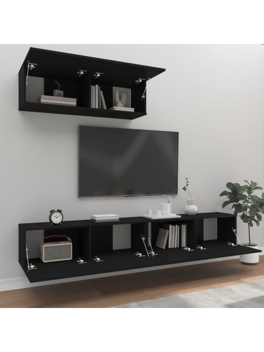3dílný set TV skříněk černý kompozitní dřevo