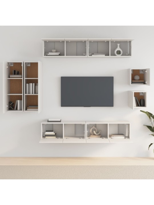 8dílný set TV skříněk bílý kompozitní dřevo