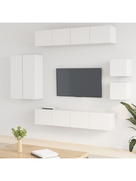 8dílný set TV skříněk bílý kompozitní dřevo
