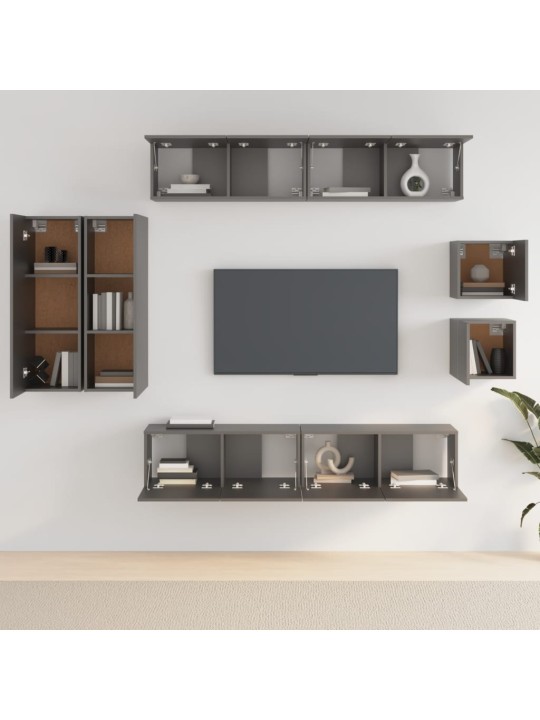 8dílný set TV skříněk černý kompozitní dřevo