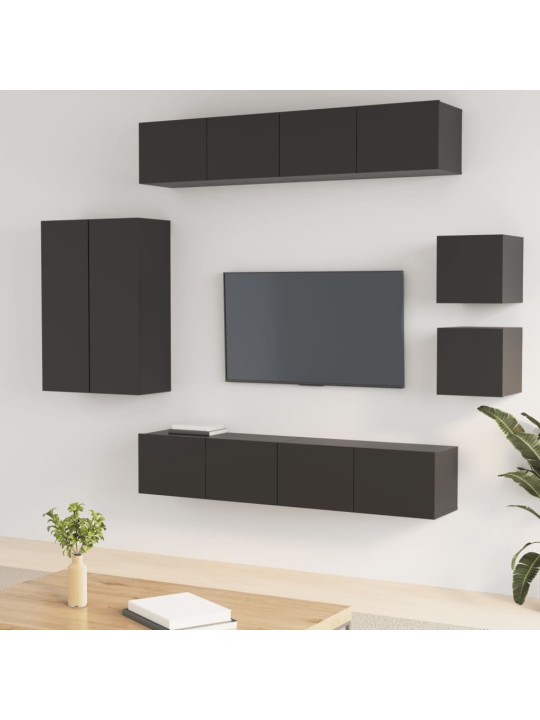 8dílný set TV skříněk černý kompozitní dřevo