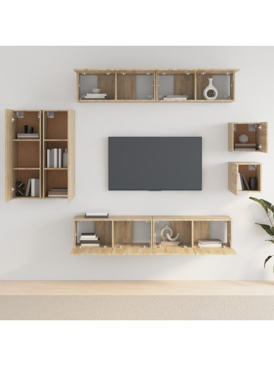8dílný set TV skříněk dub sonoma kompozitní dřevo