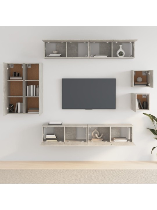 8dílný set TV skříněk betonově šedý kompozitní dřevo