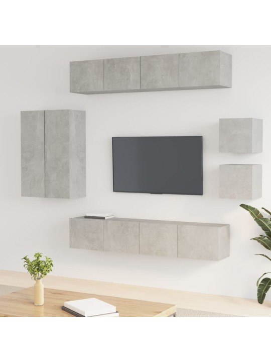 8dílný set TV skříněk betonově šedý kompozitní dřevo