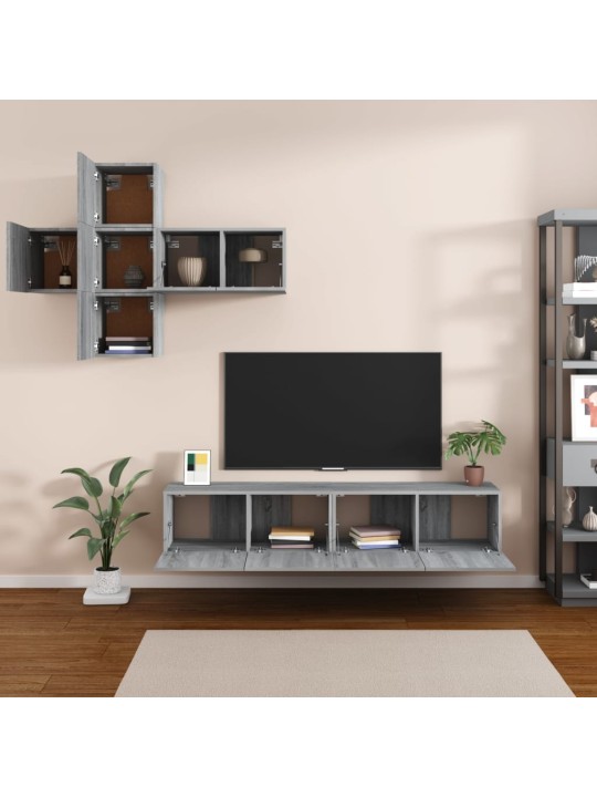 7dílný set TV skříněk šedý sonoma kompozitní dřevo