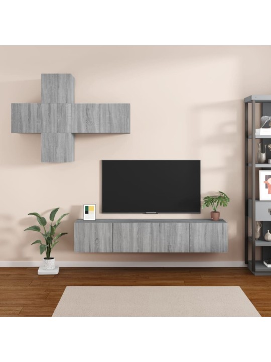 7dílný set TV skříněk šedý sonoma kompozitní dřevo
