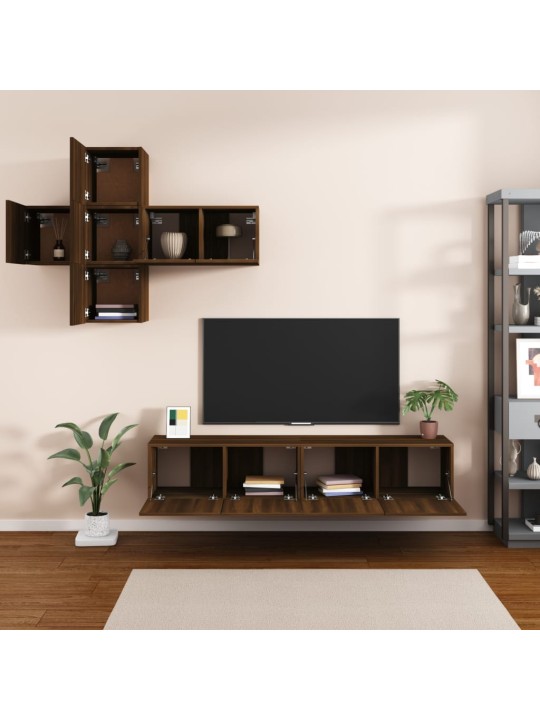 7dílný set tv skříněk hnědý dub kompozitní dřevo