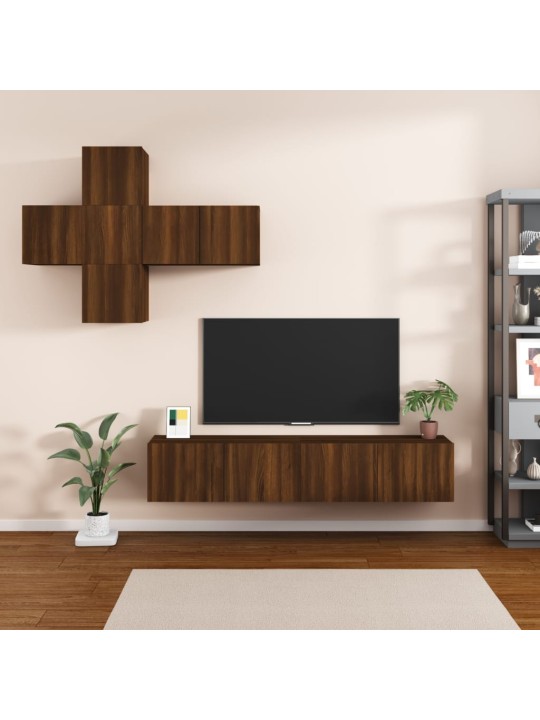 7dílný set tv skříněk hnědý dub kompozitní dřevo