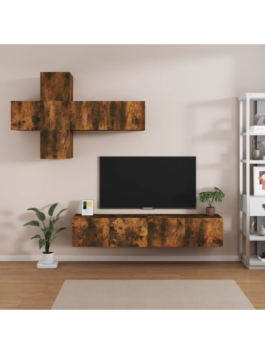 7dílný set TV skříněk kouřový dub kompozitní dřevo