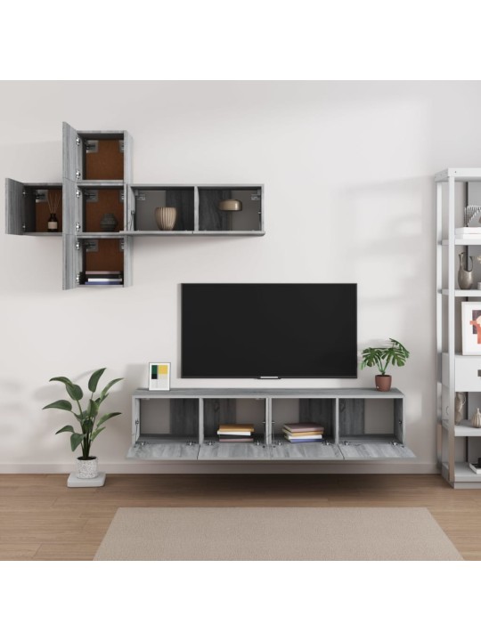 7dílný set TV skříněk šedý sonoma kompozitní dřevo