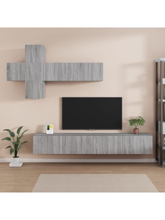 7dílný set TV skříněk šedý sonoma kompozitní dřevo