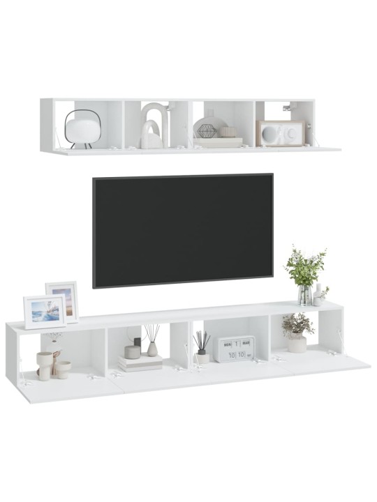 4dílný set TV skříněk bílý kompozitní dřevo