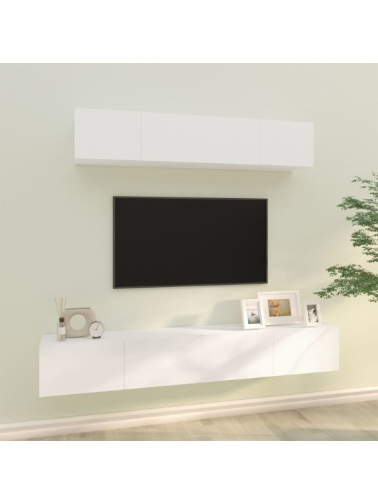 4dílný set TV skříněk bílý kompozitní dřevo