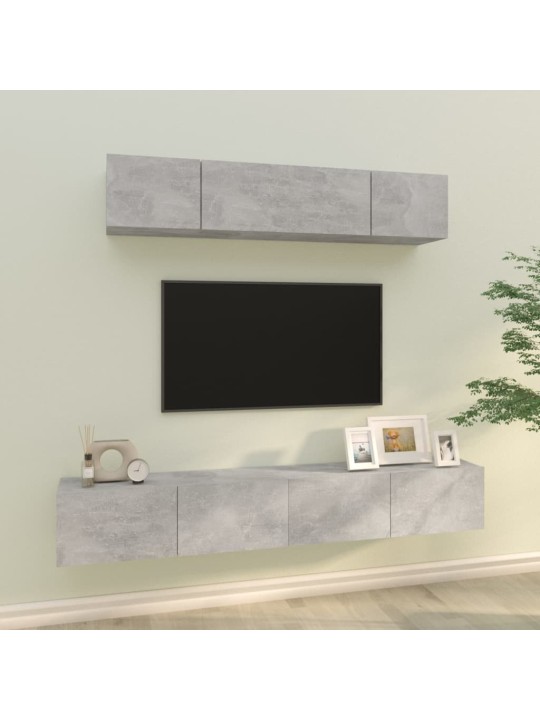 4dílný set TV skříněk betonově šedý kompozitní dřevo