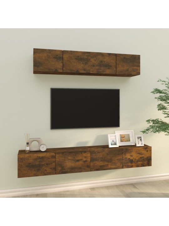 4dílný set TV skříněk kouřový dub kompozitní dřevo