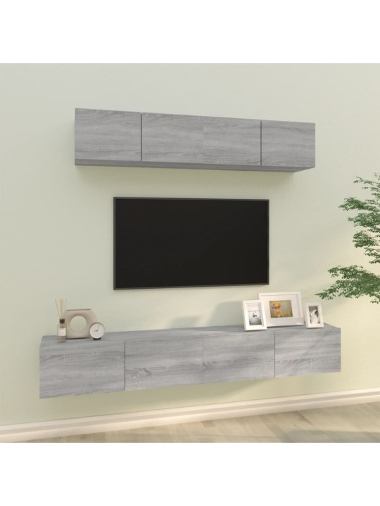 4dílný set TV skříněk šedý sonoma kompozitní dřevo