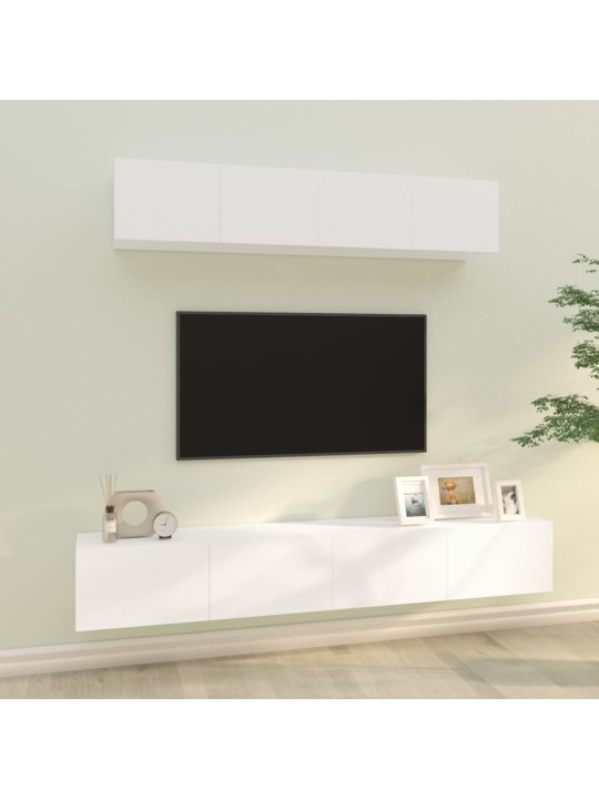 4dílný set TV skříněk bílý kompozitní dřevo