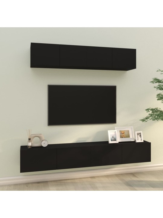 4dílný set TV skříněk černý kompozitní dřevo