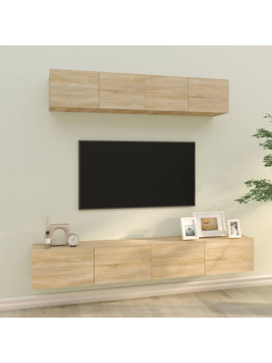 4dílný set TV skříněk dub sonoma kompozitní dřevo
