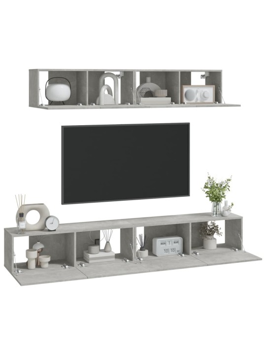 4dílný set TV skříněk betonově šedý kompozitní dřevo