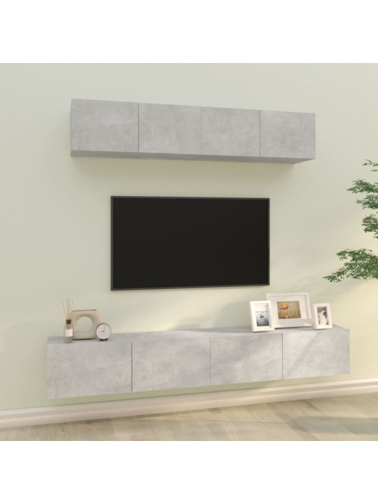 4dílný set TV skříněk betonově šedý kompozitní dřevo
