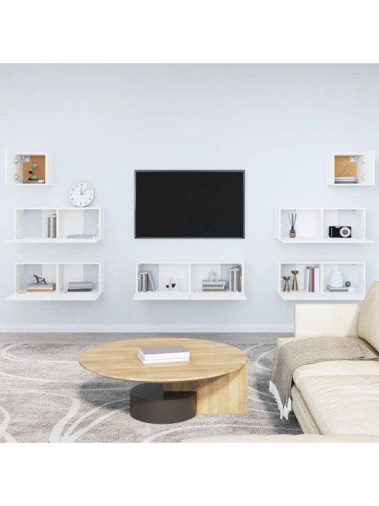 7dílný set TV skříněk bílý kompozitní dřevo