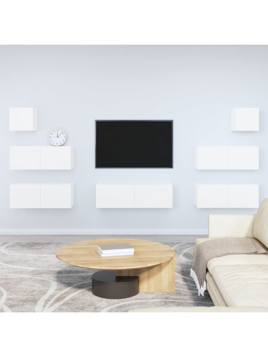 7dílný set TV skříněk bílý kompozitní dřevo