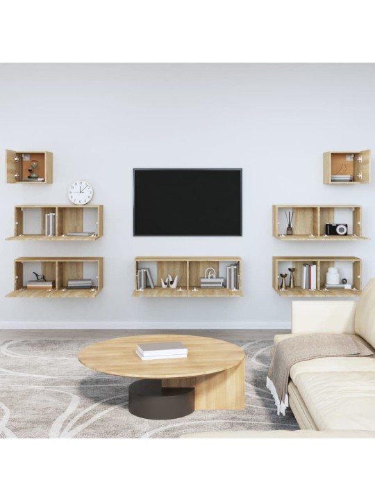 7dílný set TV skříněk dub sonoma kompozitní dřevo