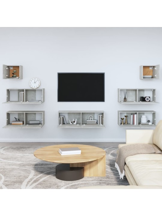 7dílný set TV skříněk betonově šedý kompozitní dřevo