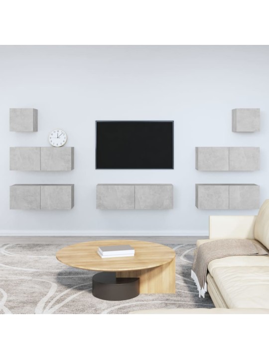 7dílný set TV skříněk betonově šedý kompozitní dřevo