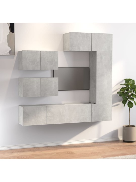 6dílný set TV skříněk betonově šedý kompozitní dřevo