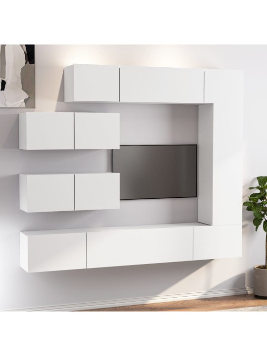 7dílný set TV skříněk bílý kompozitní dřevo