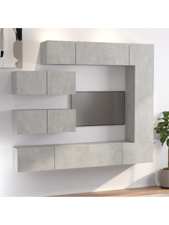 7dílný set tv skříněk betonově šedý kompozitní dřevo