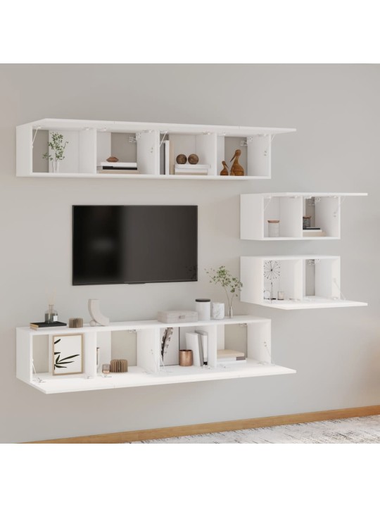 6dílný set TV skříněk bílý kompozitní dřevo