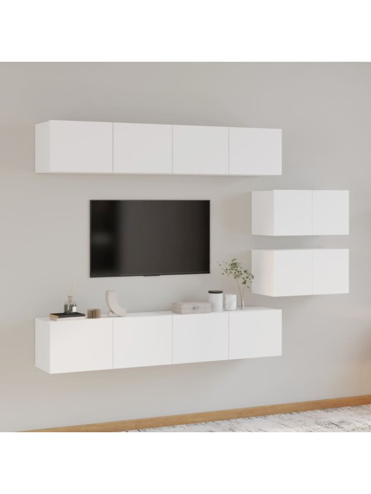 6dílný set TV skříněk bílý kompozitní dřevo