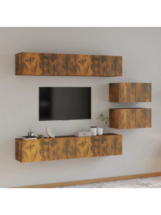 6dílný set TV skříněk kouřový dub kompozitní dřevo