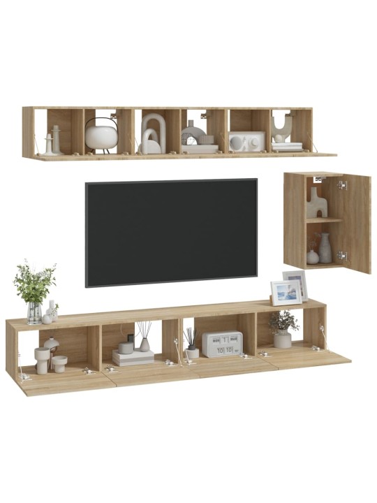 6dílný set TV skříněk dub sonoma kompozitní dřevo