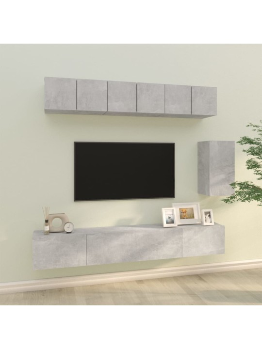 6dílný set TV skříněk betonově šedý kompozitní dřevo