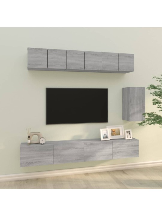 6dílný set TV skříněk šedý sonoma kompozitní dřevo